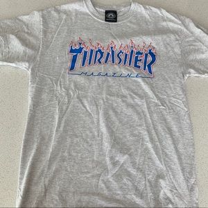Thrasher Flame Shirt Men Medium Gray Skateboard Magazine Short Sleeve T-Shirt